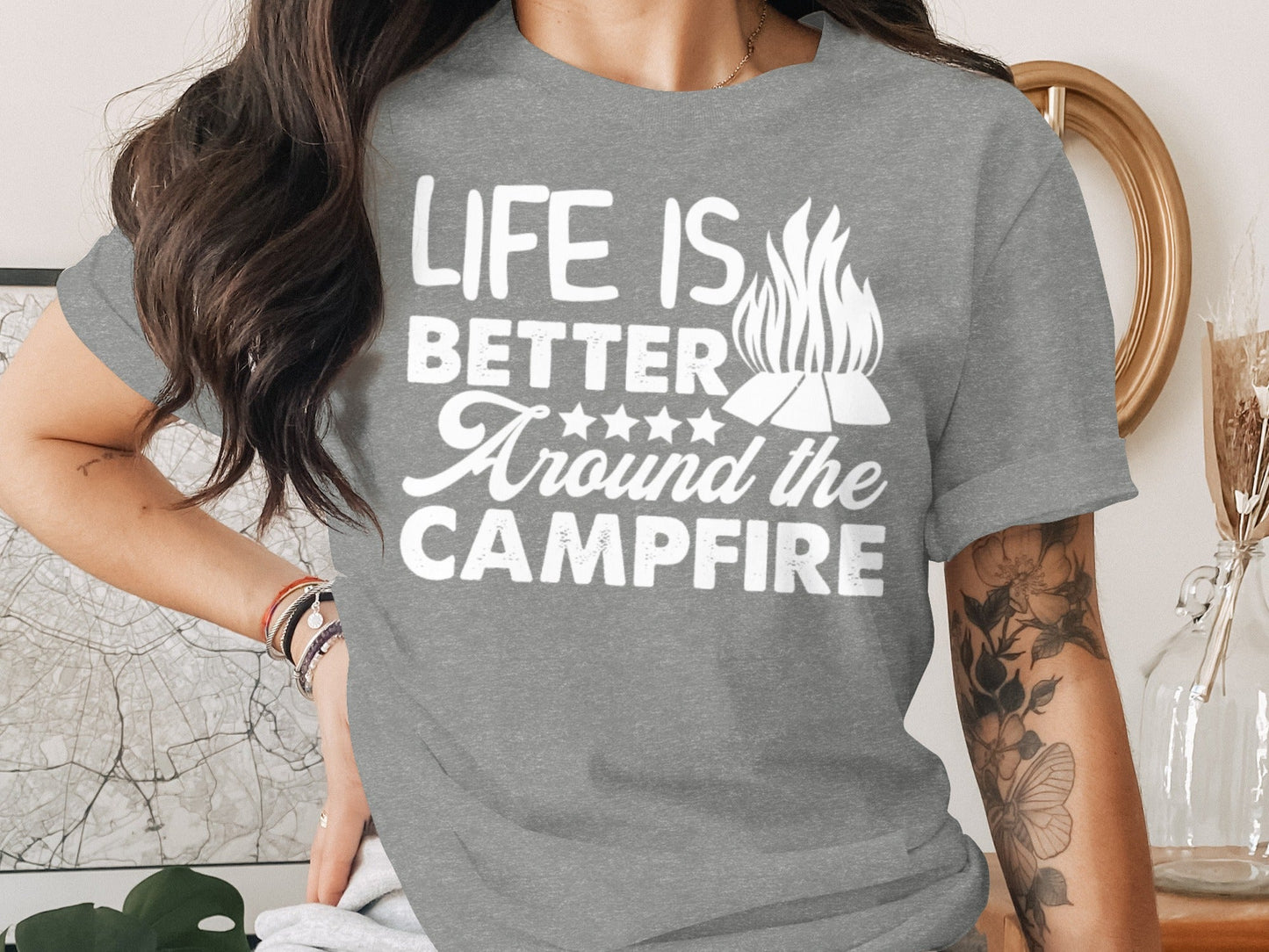 Life Is Better Around The Campfire Graphic Print T-Shirt