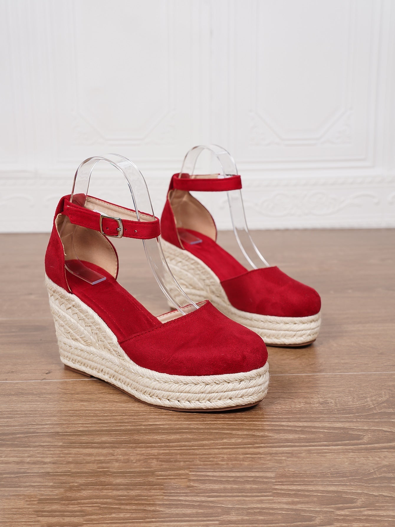 Platform Espadrille Sandals With Ankle Strap – Women's Chunky Heel Buckle Sandals