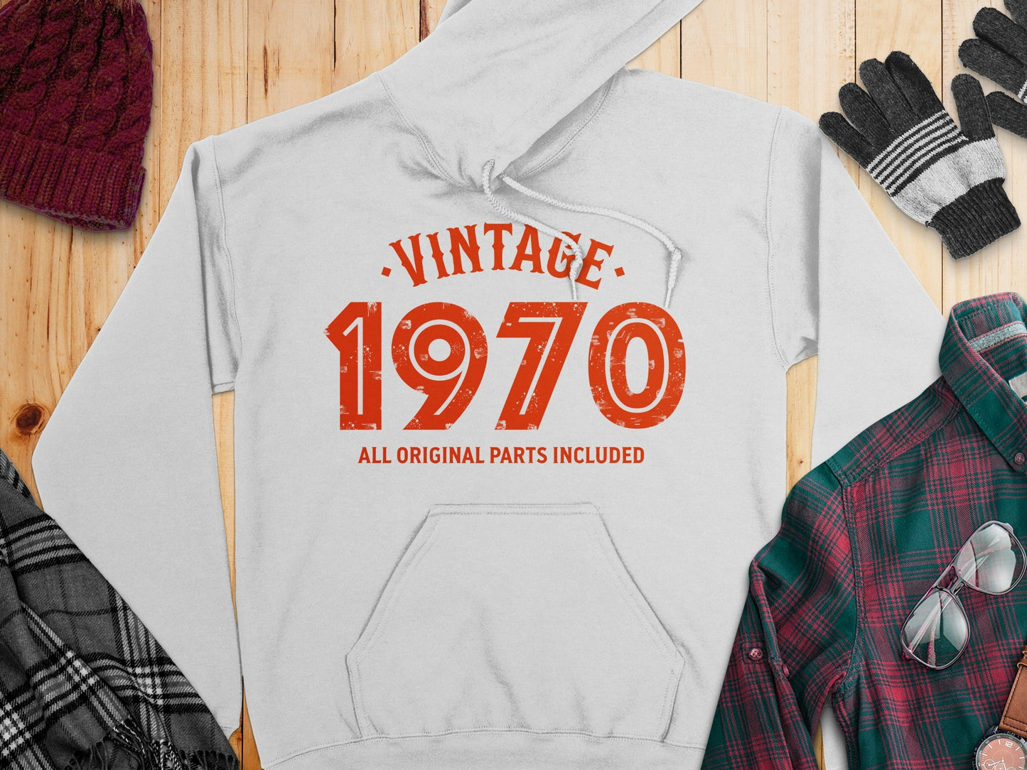Vintage 1970 All Original Parts Included Graphic Design Hoodie