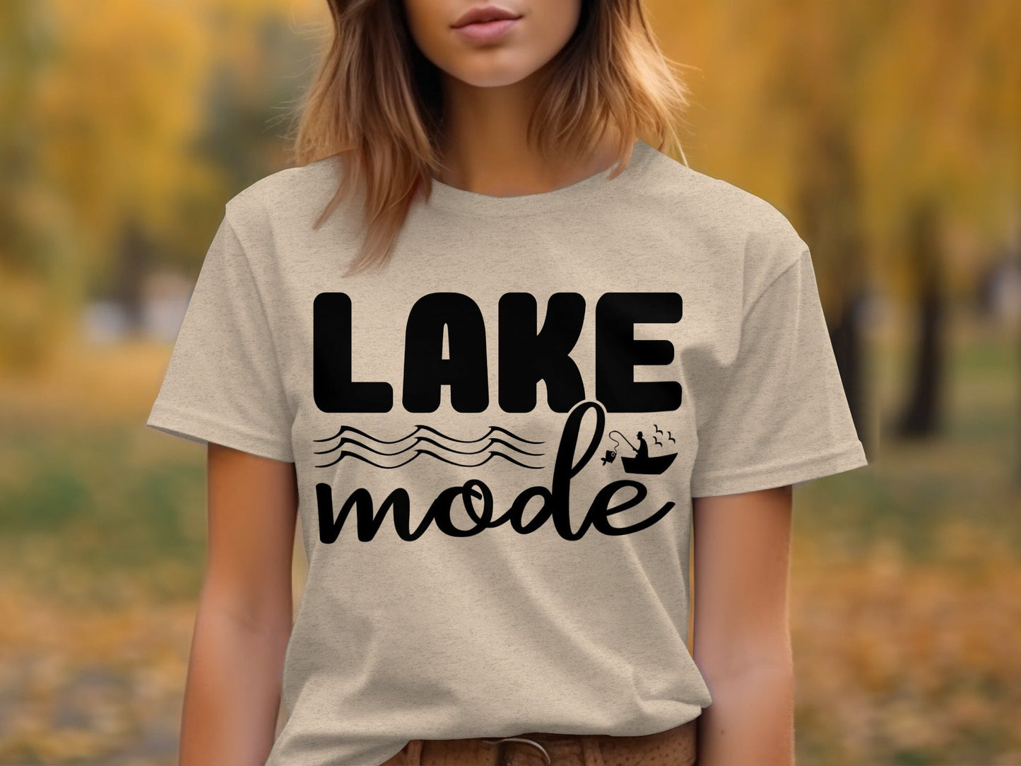 Lake Mode With Fishing Design Graphic Great Outdoors T-Shirt