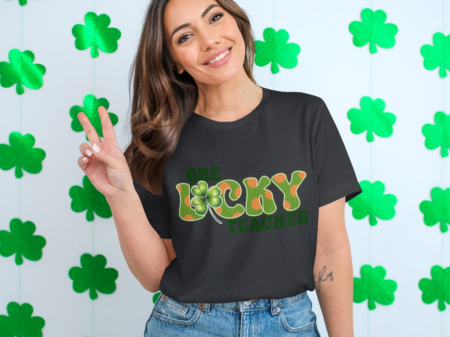 One Lucky Teacher T-Shirts, St Patricks Day Teacher Shirts, Shamrock T-Shirts, Teacher Gifts, Teacher Appreciate T-Shirts, Gifts for Teacher