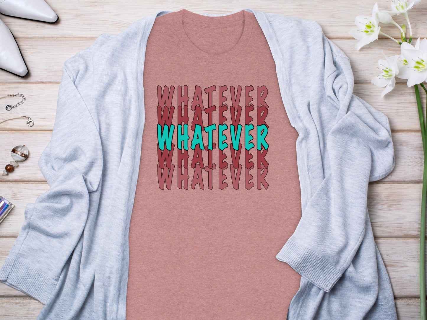 Retro Whatever Text Pattern Aesthetic Cool Attitude T-Shirt
