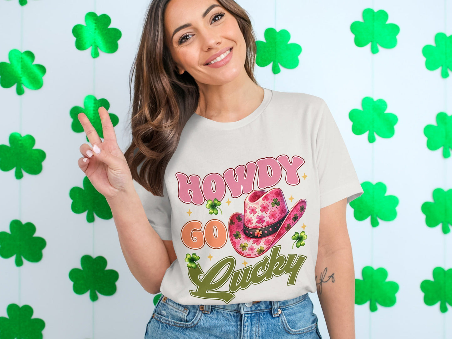 Howdy Go Lucky T-Shirts, St Patricks Day, Cowboy Hat, Shamrock, Good Luck, Festive Apparel, Lucky Shirt, Irish Pride