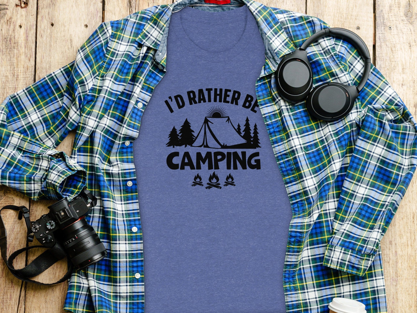 Id Rather Be Camping Tent Forest Fire Gift Idea T-Shirt
