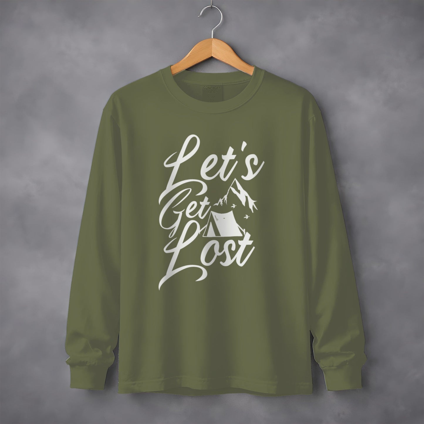 Lets Get Lost Camp Tent Design on Adventure Long Sleeve T-Shirt