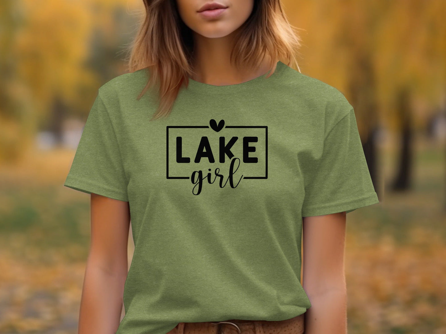 Lake Girl Simple Vector Design Heart Above Graphic T-Shirt