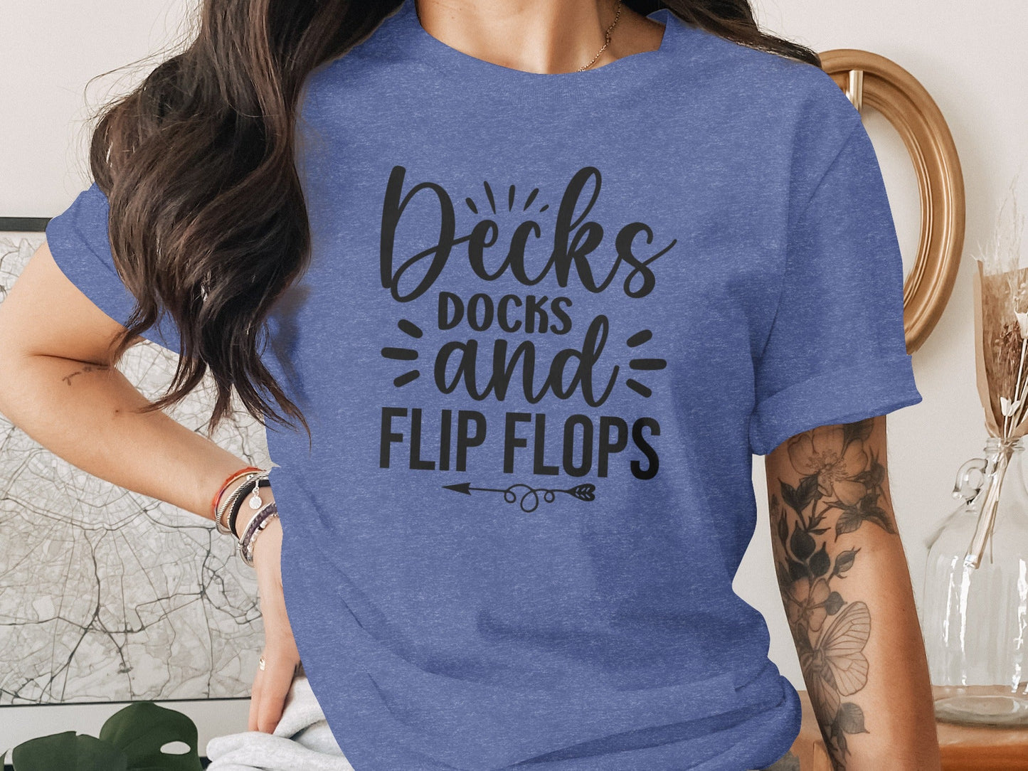 Decks Docks And Flip Flops Arrow Summer Funny T-Shirt