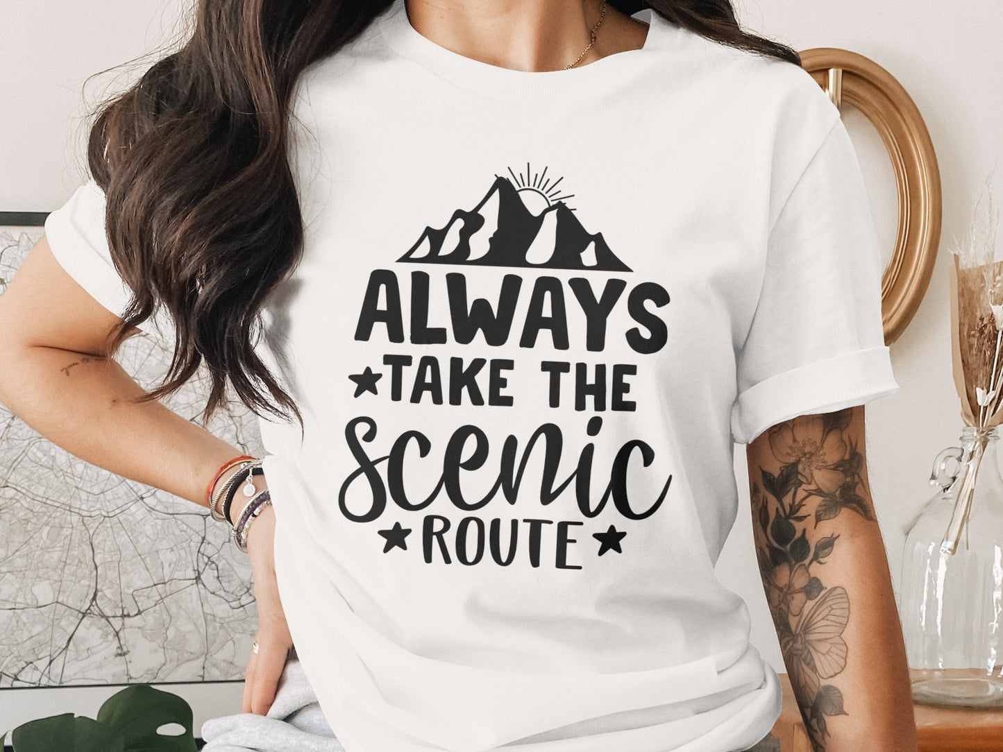 Always Take The Scenic Route With Mountains T-Shirt