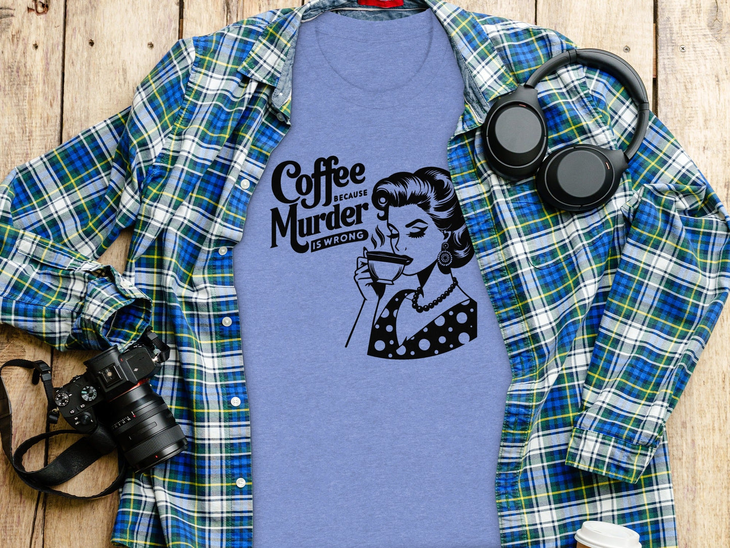 Coffee Because Murder Is Wrong Funny Graphic T-Shirt