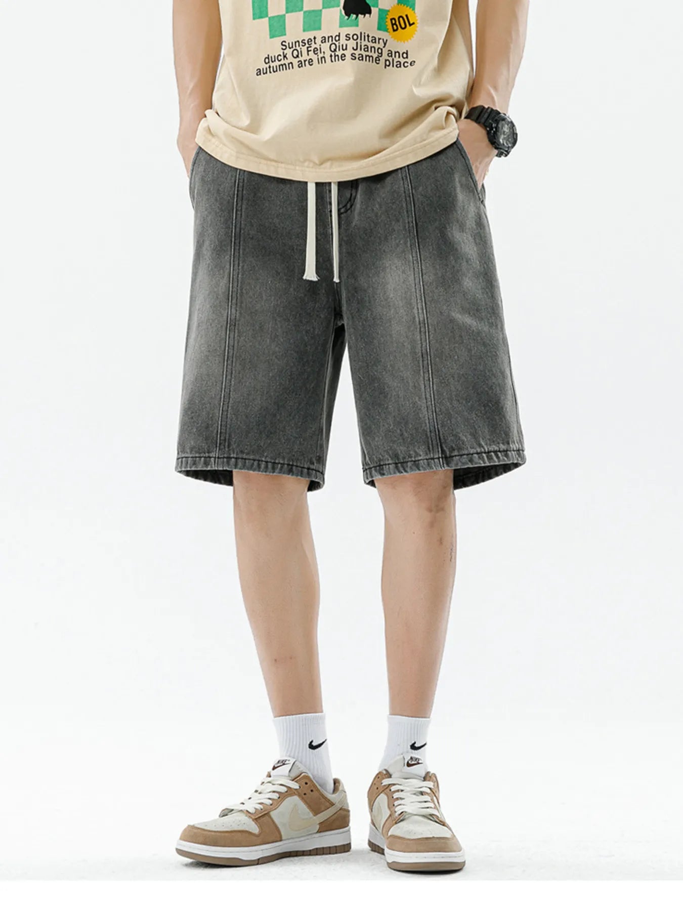 Men's Full Size Gradient Wash Denim Shorts Plus Size