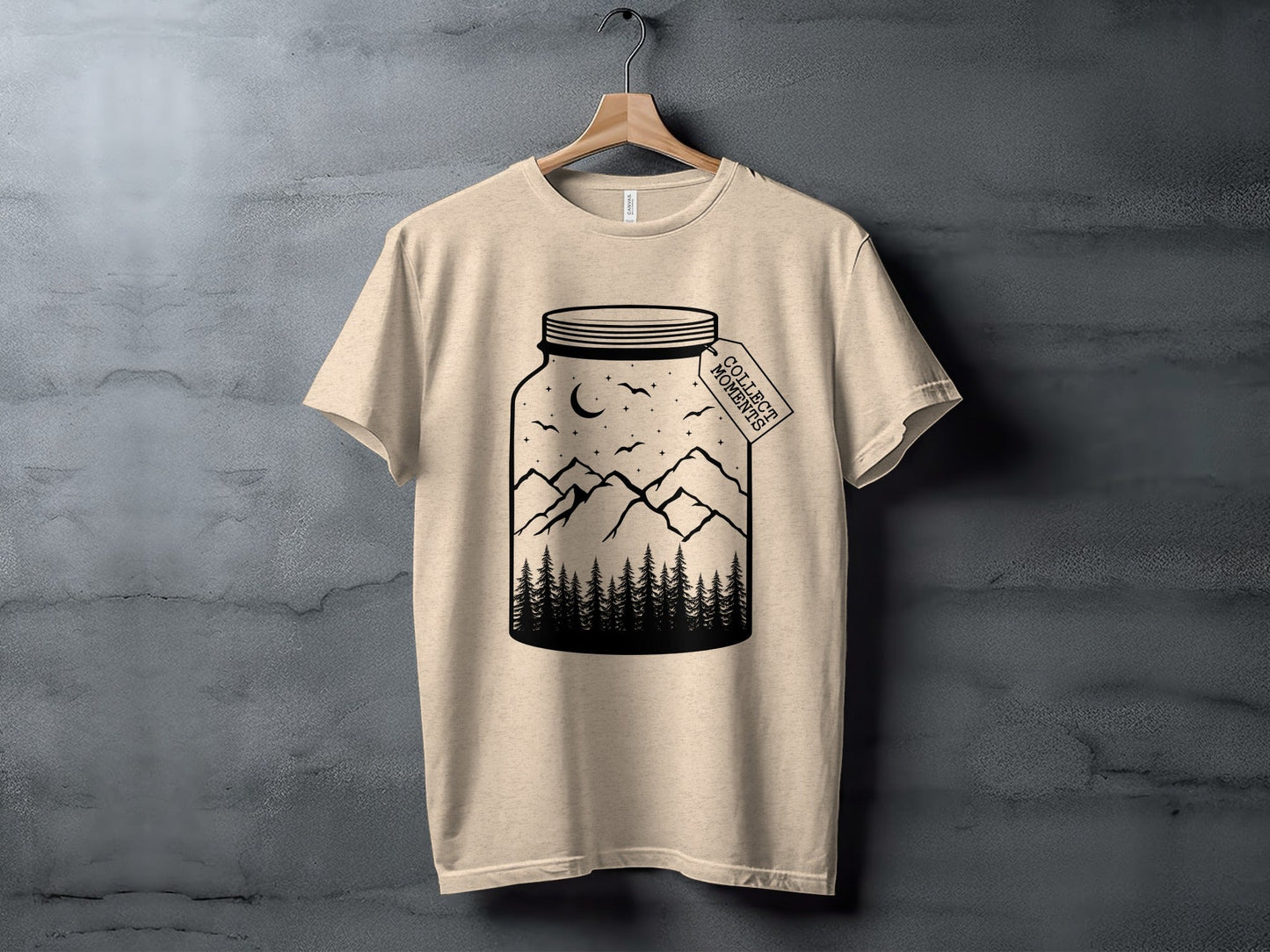 Collect Moments Jar with Mountains Scene Design T-Shirt