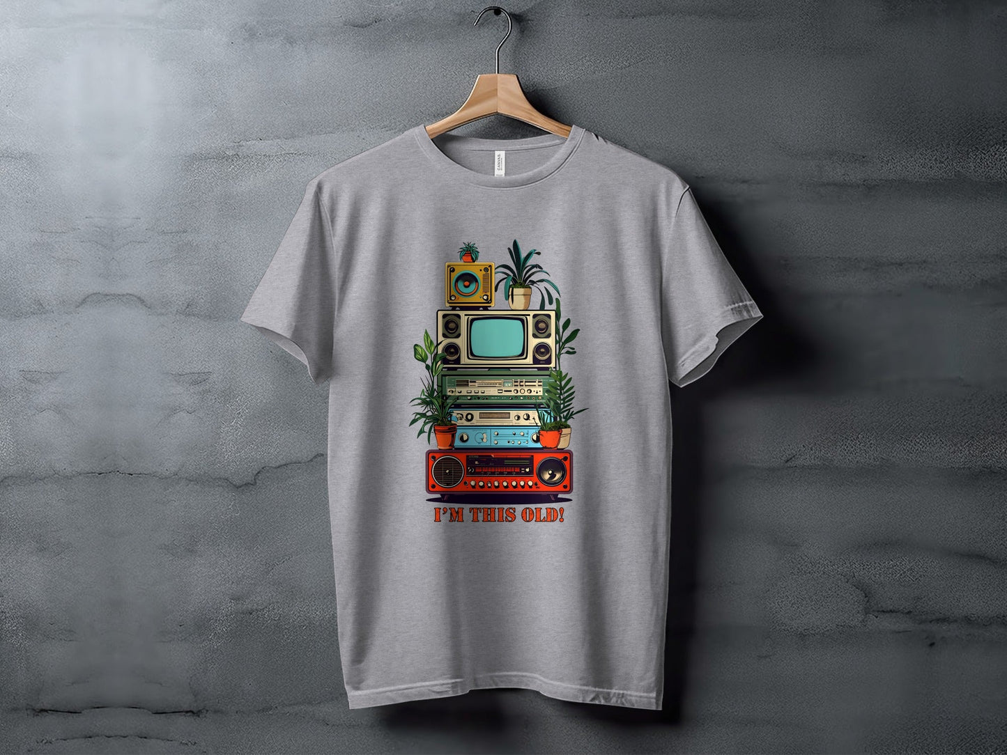I'm This Old Electronics Tower With Plants Graphic T-Shirt