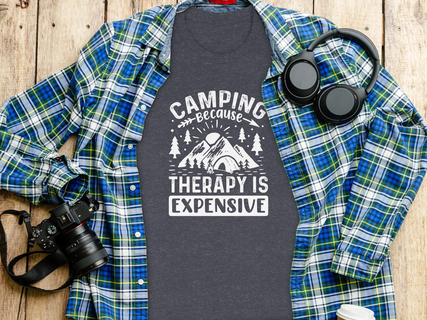 Camping Because Therapy Is Expensive Graphic T-Shirt