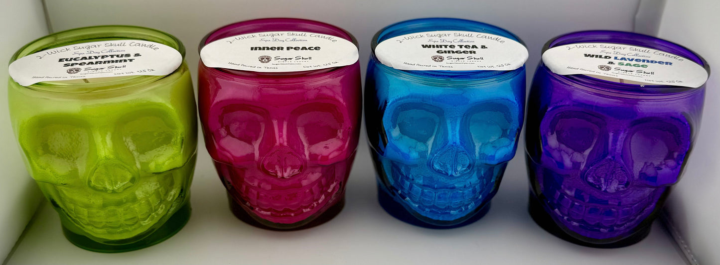 Spa Day 2-Wick Sugar Skull Candles