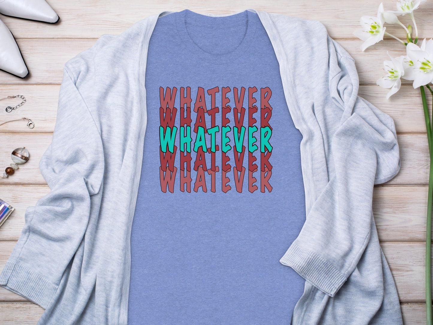 Retro Whatever Text Pattern Aesthetic Cool Attitude T-Shirt