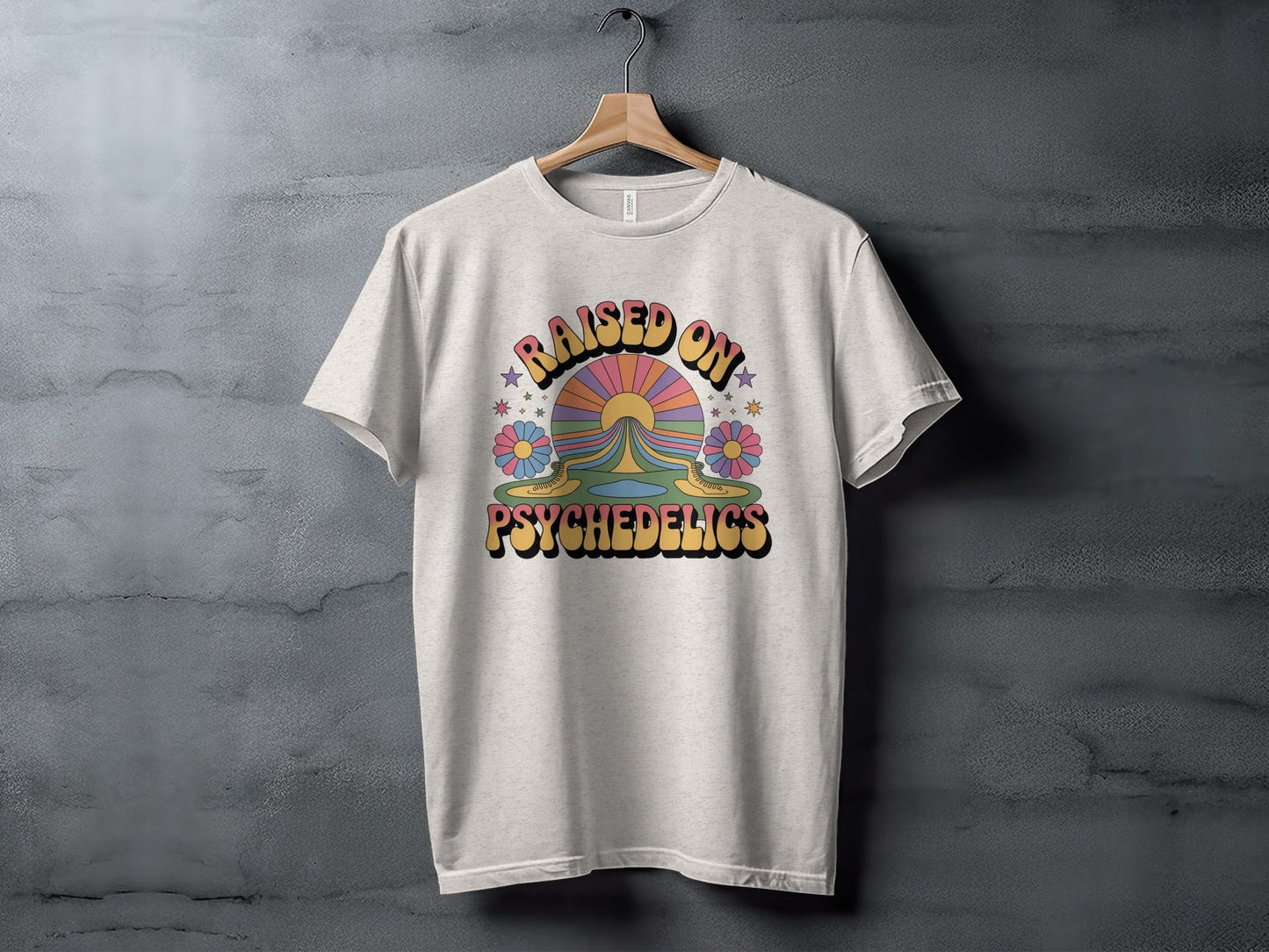 Raised On Psychedelics Retro Groovy Hippie Style T-Shirt