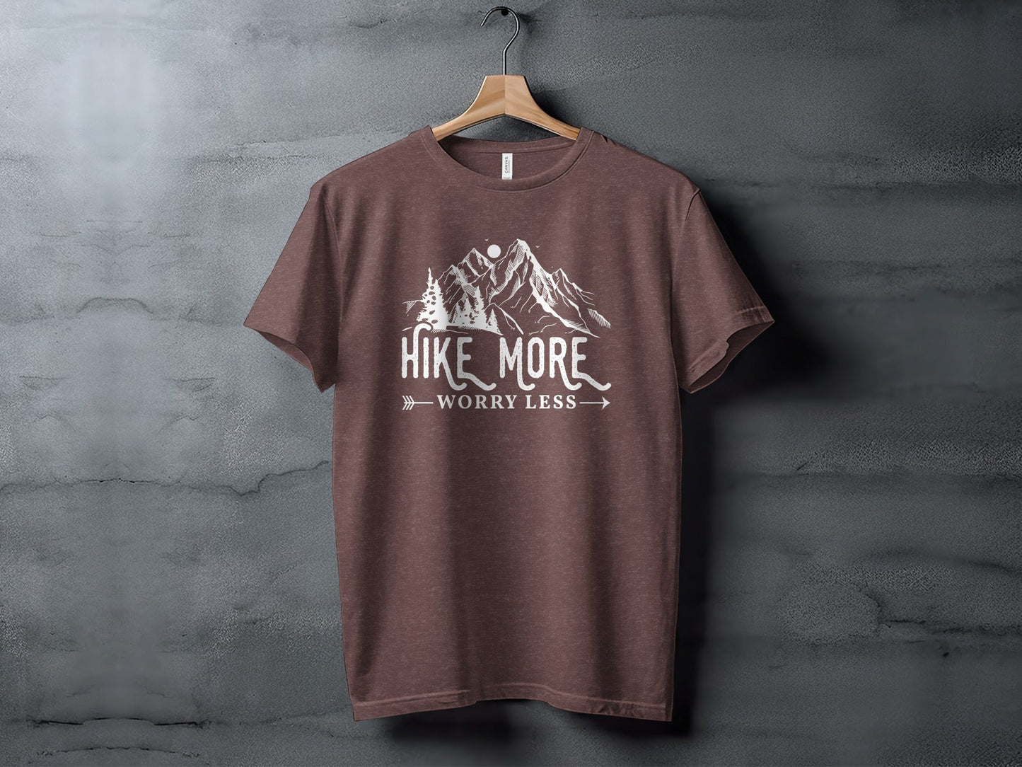 Hike More Worry Less Mountains Graphic Image T-Shirt