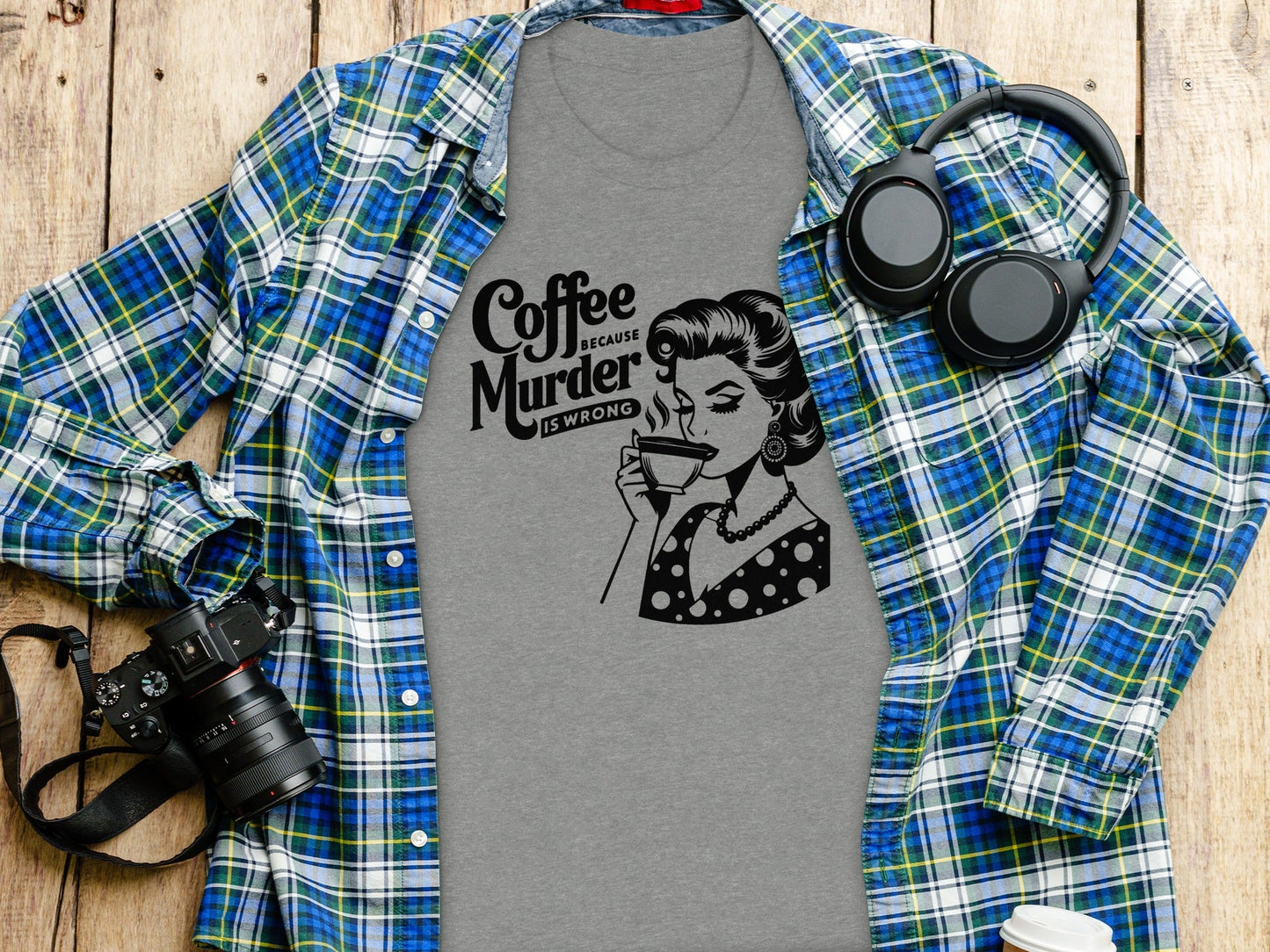 Coffee Because Murder Is Wrong Funny Graphic T-Shirt