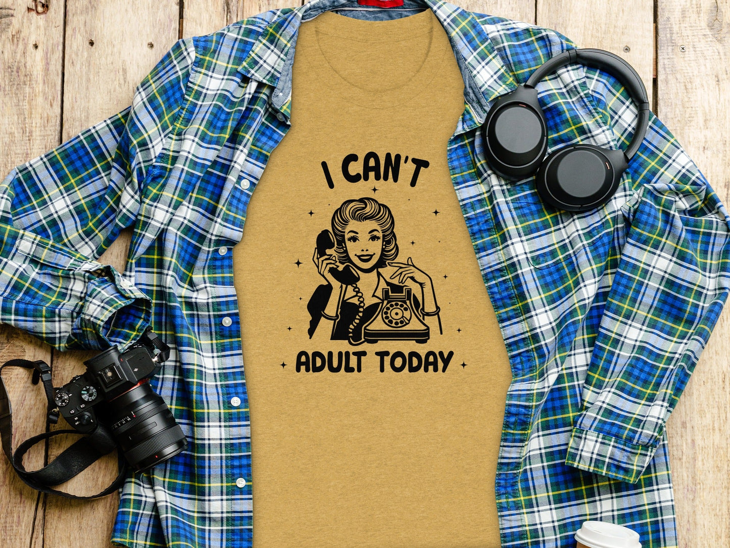 I Can't Adult Today Retro Inspired Graphic Design T-Shirt