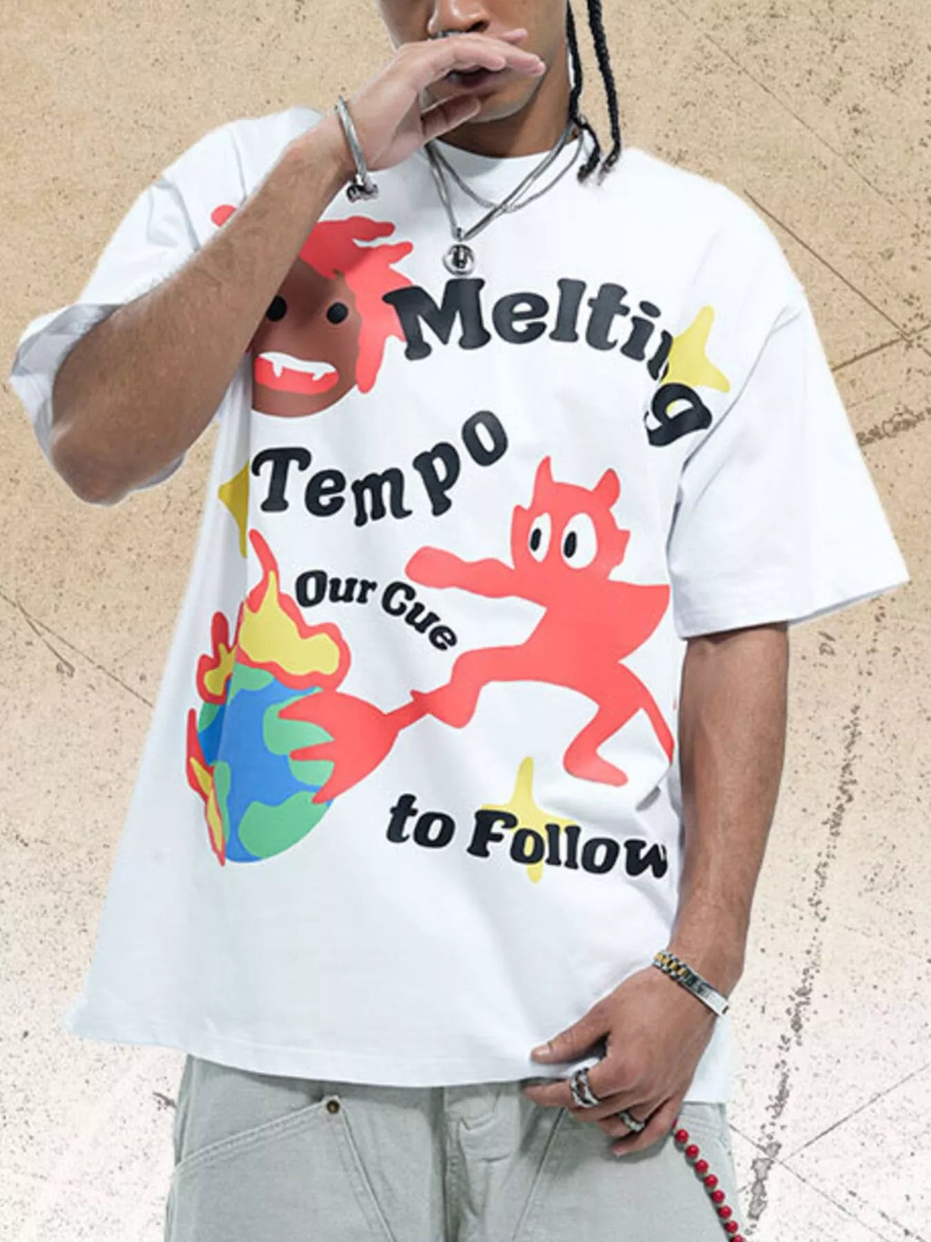 Men's Graphic Round Neck Oversized T-Shirt