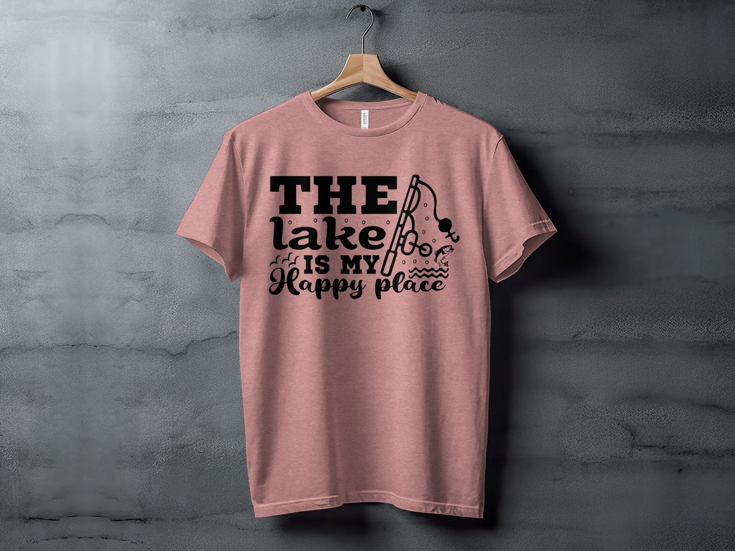 The Lake Is My Happy Place Fishing Illustration T-Shirt