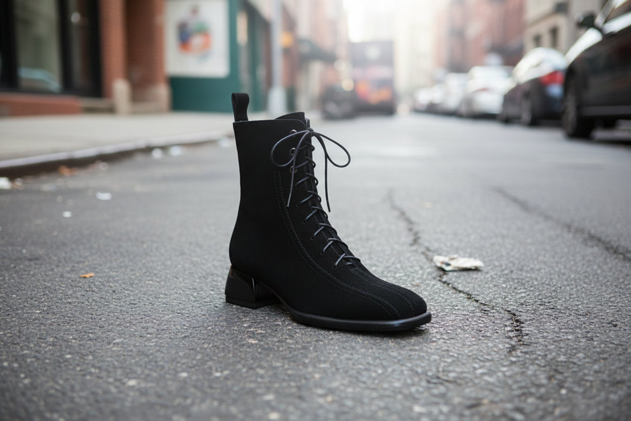 Women’s Square Toe Martin Boots – All-Match Casual Ankle Boots