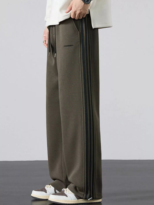 Men's Plus Size Casual Striped Wide Leg Sweatpants