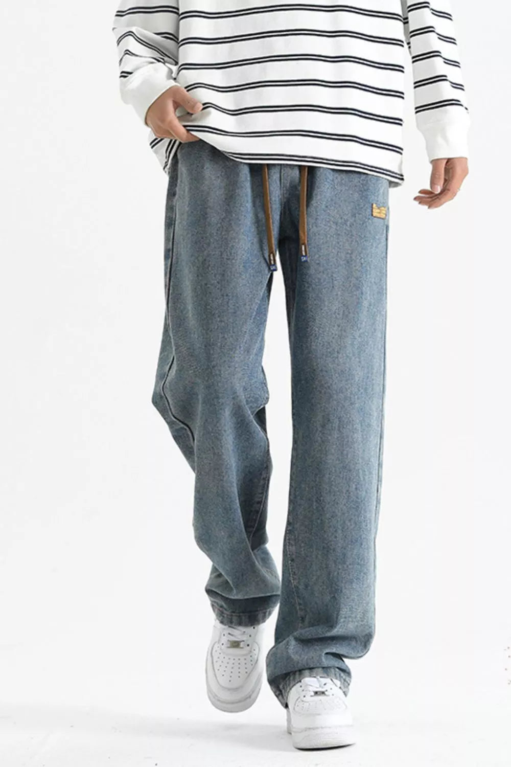 Men's Full Size Loose Fit Drawstring Jeans Plus Size