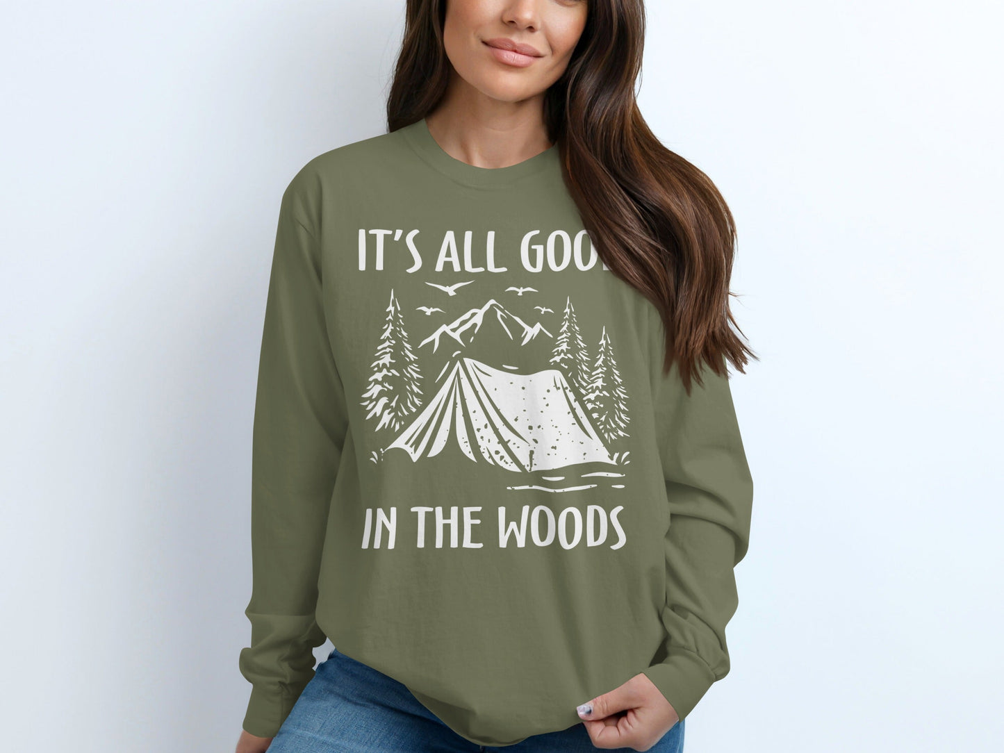 It's All Good In The Woods Camping Illustration Long Sleeve T-Shirt