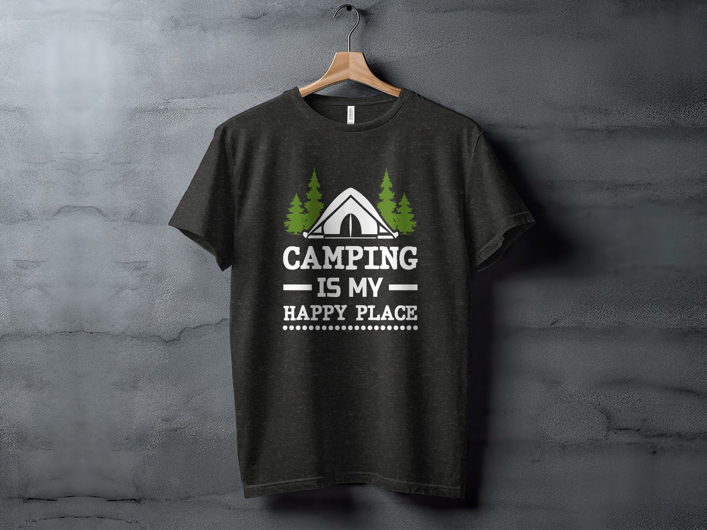 Camping Is My Happy Place Tent And Trees Graphic T-Shirt