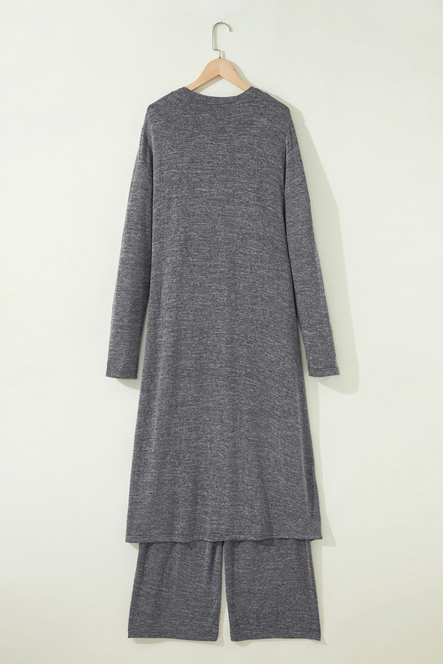 Delicacy 3pcs V Neck T Shirt Ribbon Knot Pants Open Duster 3pcs Lounge Set