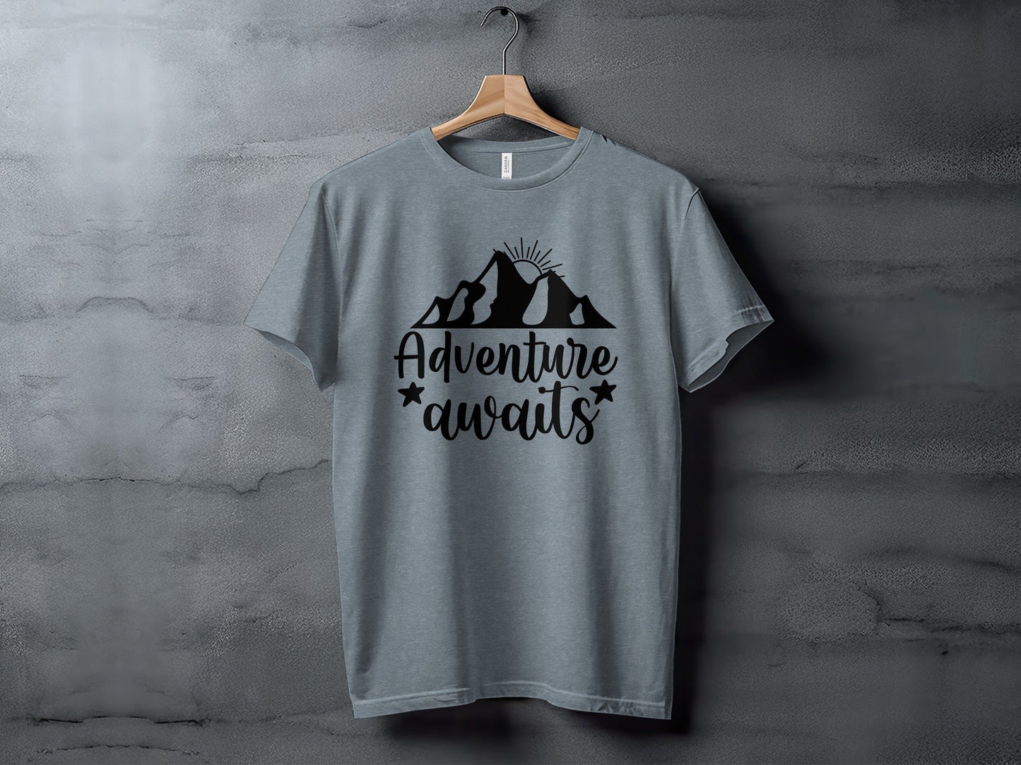 Adventure Awaits with Mountain and Star Graphic T-Shirt