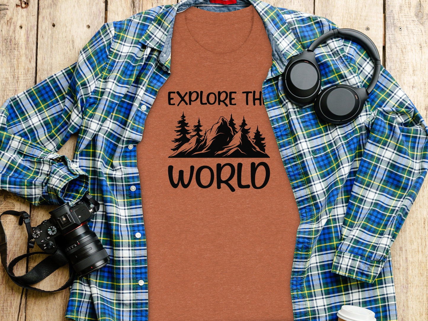 Explore The World Mountain Silhouette Hiking Adventure T-Shirt