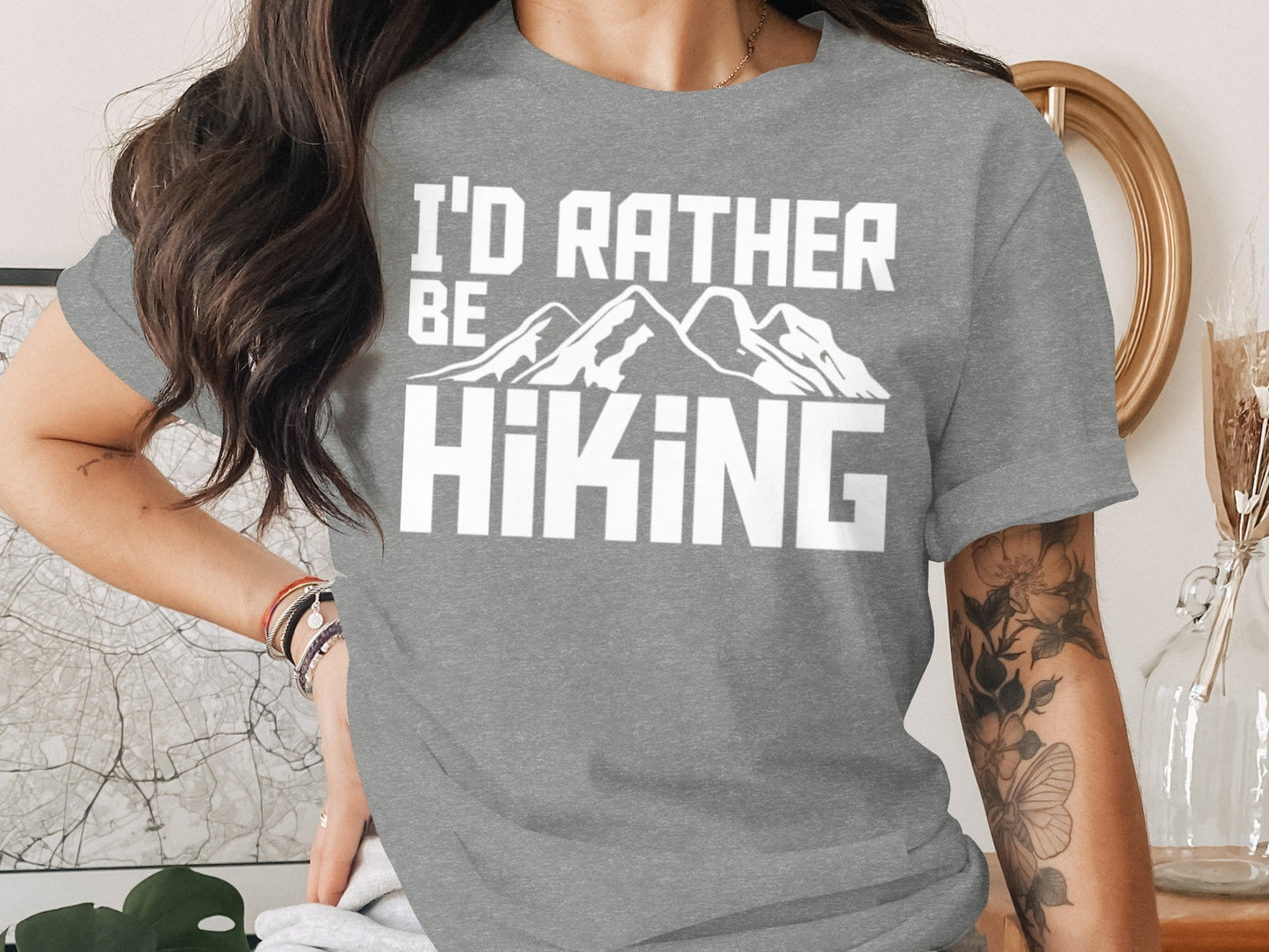 I Would Rather Be Hiking Mountains Graphic Design T-Shirt