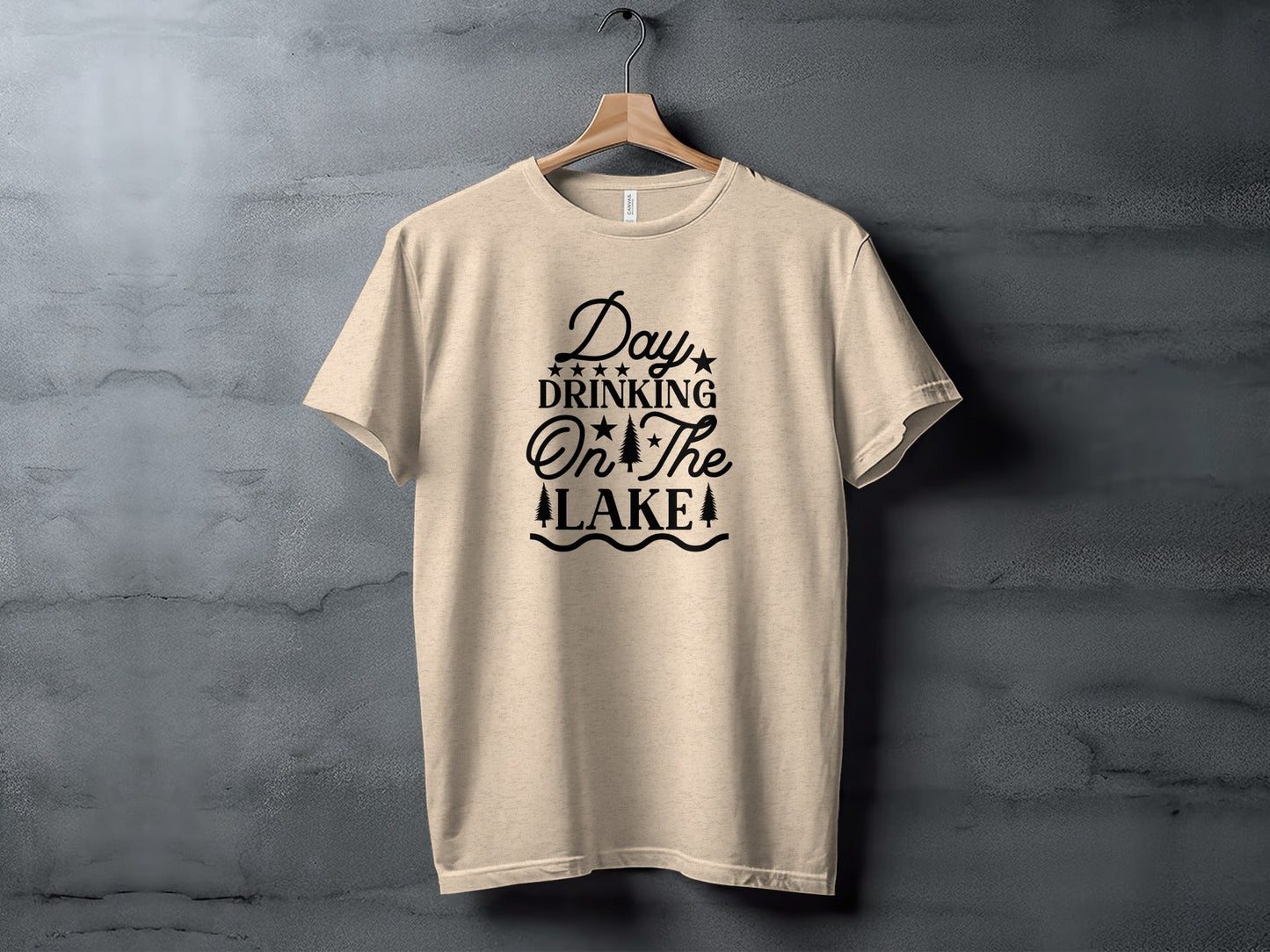 Day Drinking On The Lake Graphic Stars Trees T-Shirt