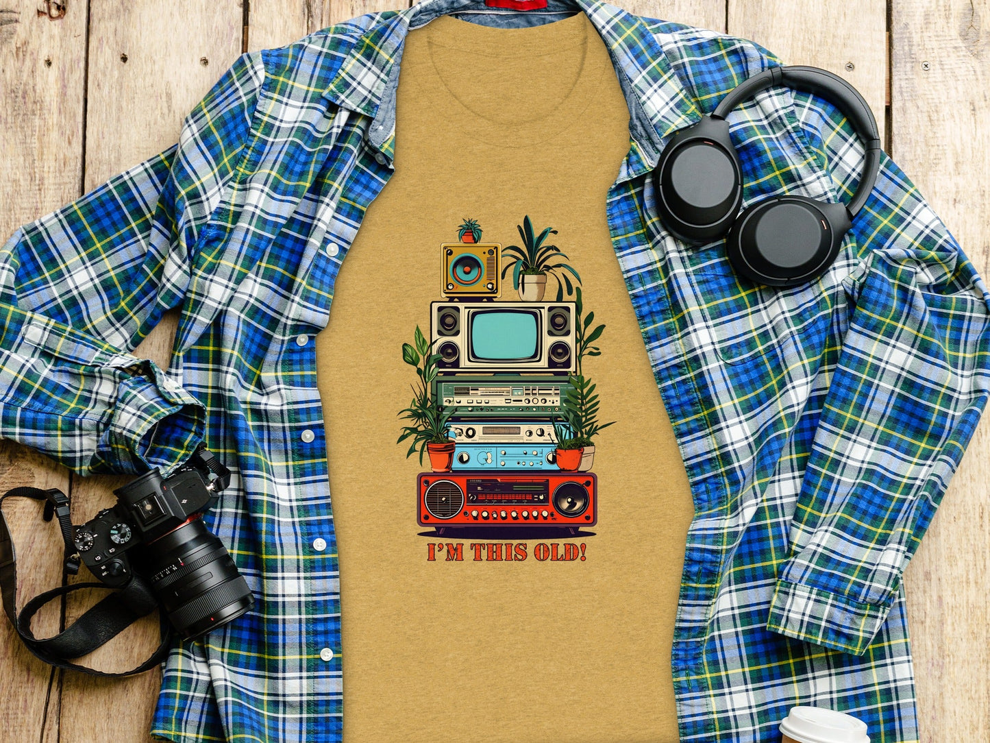 I'm This Old Electronics Tower With Plants Graphic T-Shirt