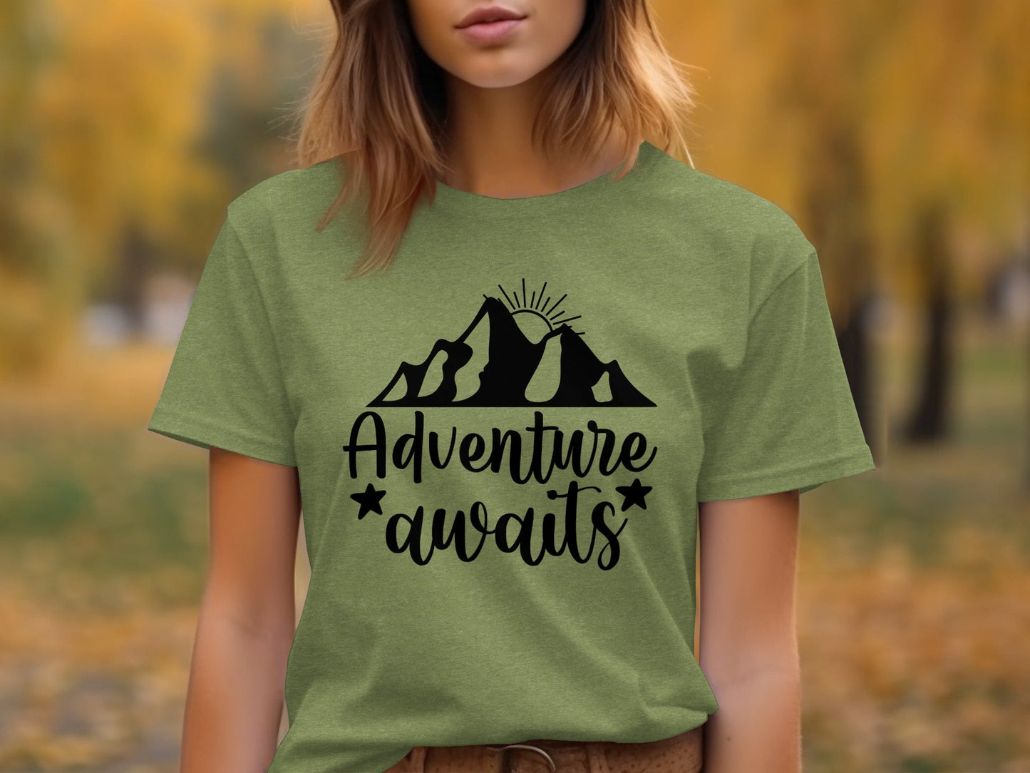 Adventure Awaits with Mountain and Star Graphic T-Shirt