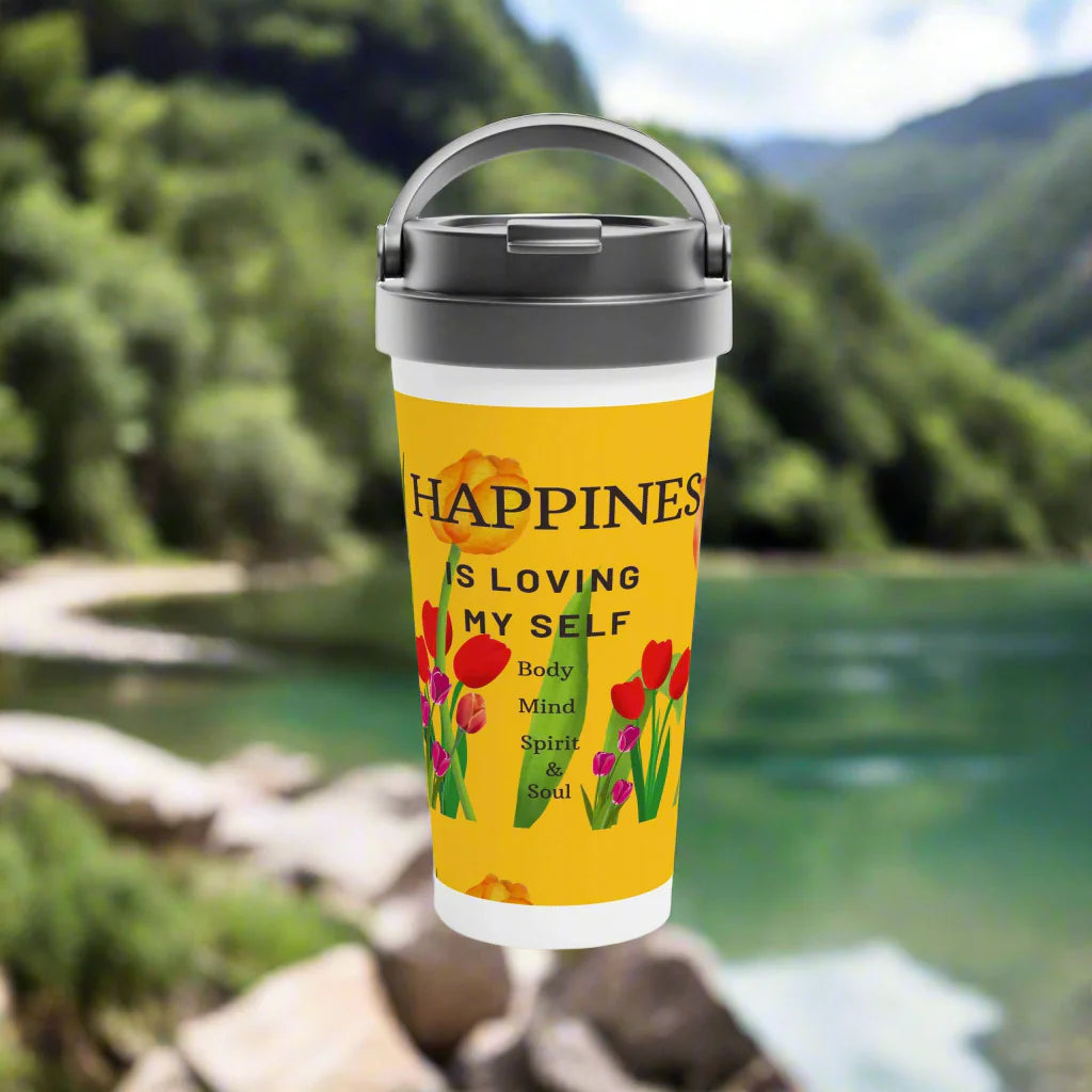White 15oz Stainless Steel Travel Mug