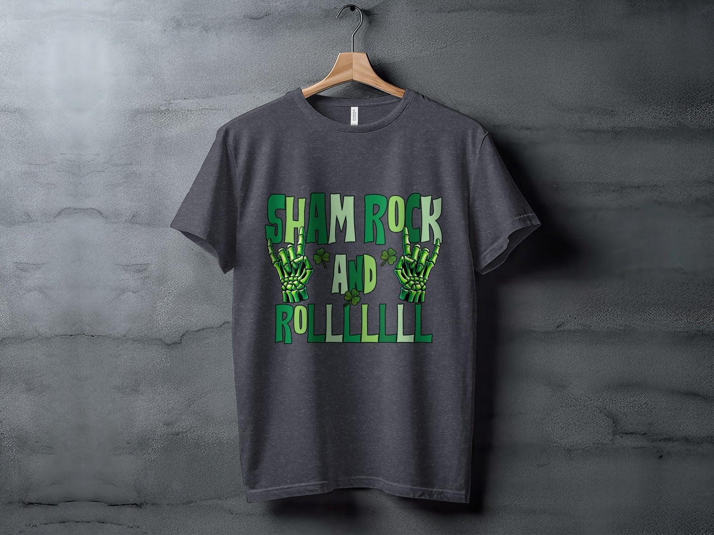 Shamrock and Roll T-Shirt, St Patricks Day T-Shirt, Skeleton Hand T-Shirt, Lucky Clover T-Shirt, Irish T-Shirt, Funny St Patricks Day