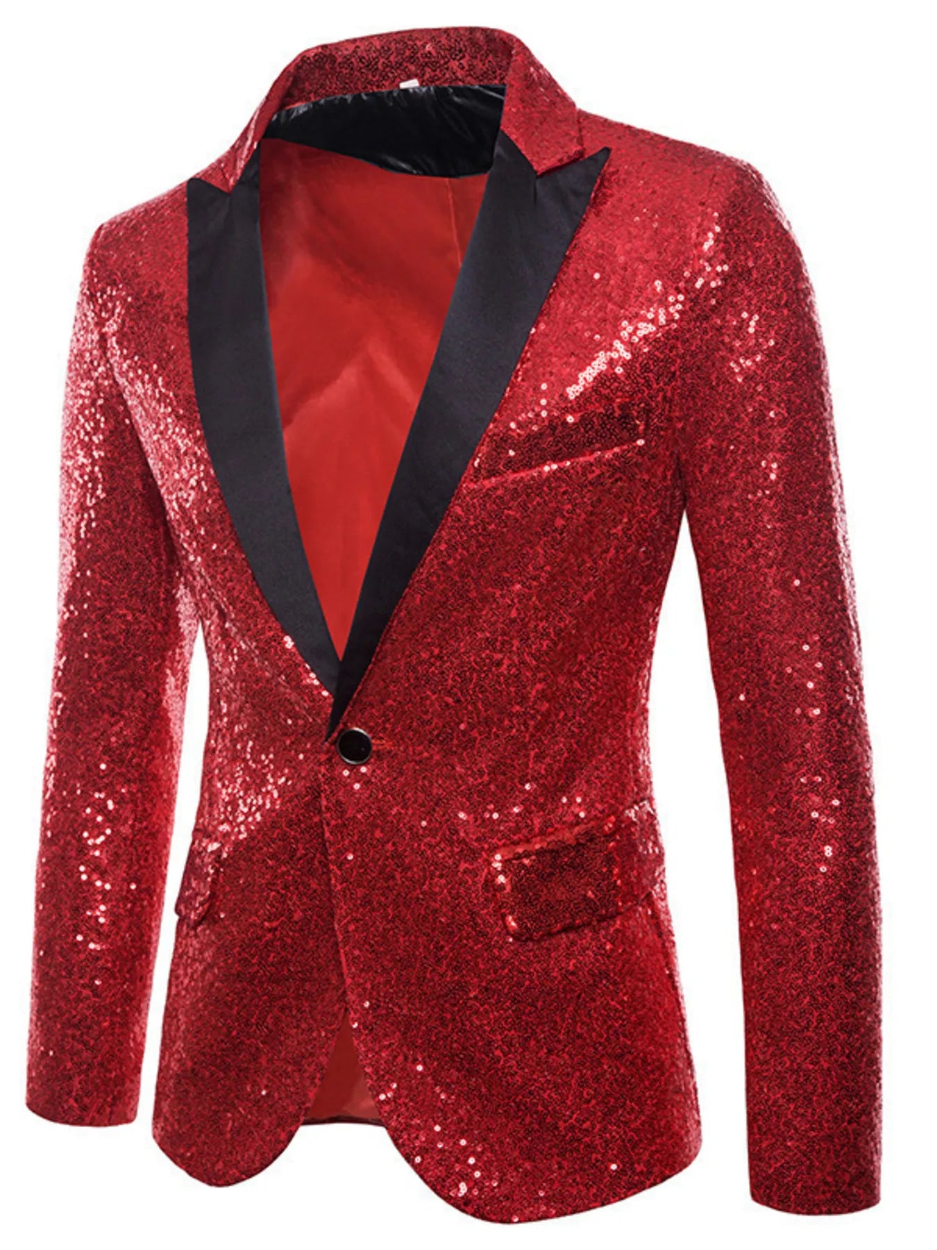 Men's Full Size Sequin One Button Blazer Plus Size
