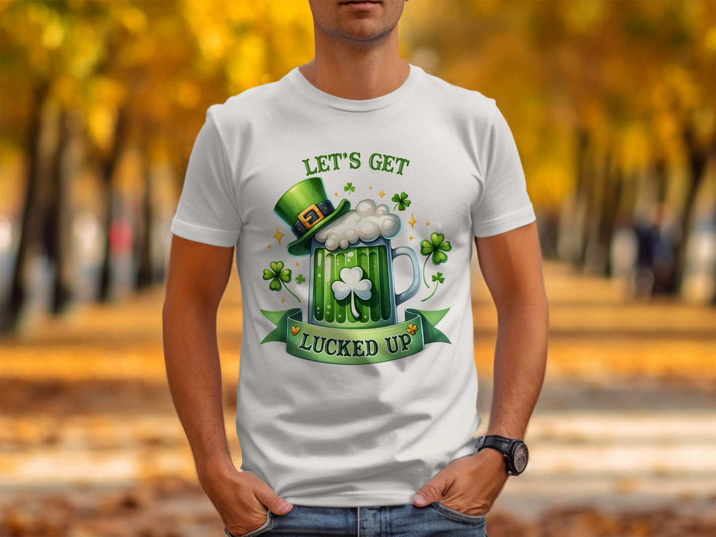 Lets Get Lucked Up T-Shirts, St Patricks Day Apparel, Irish Beer Mug, Clover Graphic Tee, Good Luck Shirts, Holiday T-Shirt, Festive Outfit