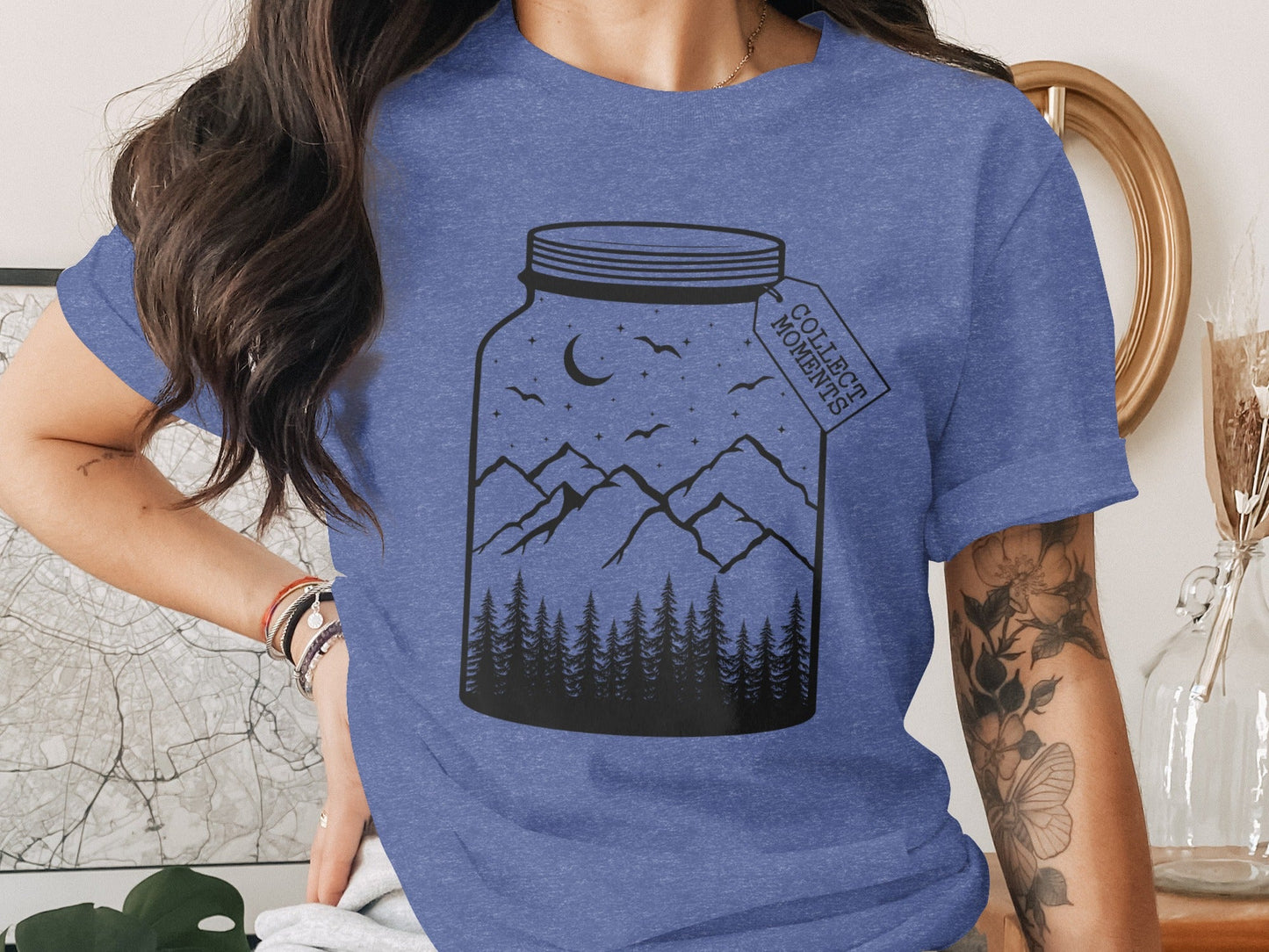 Collect Moments Jar with Mountains Scene Design T-Shirt