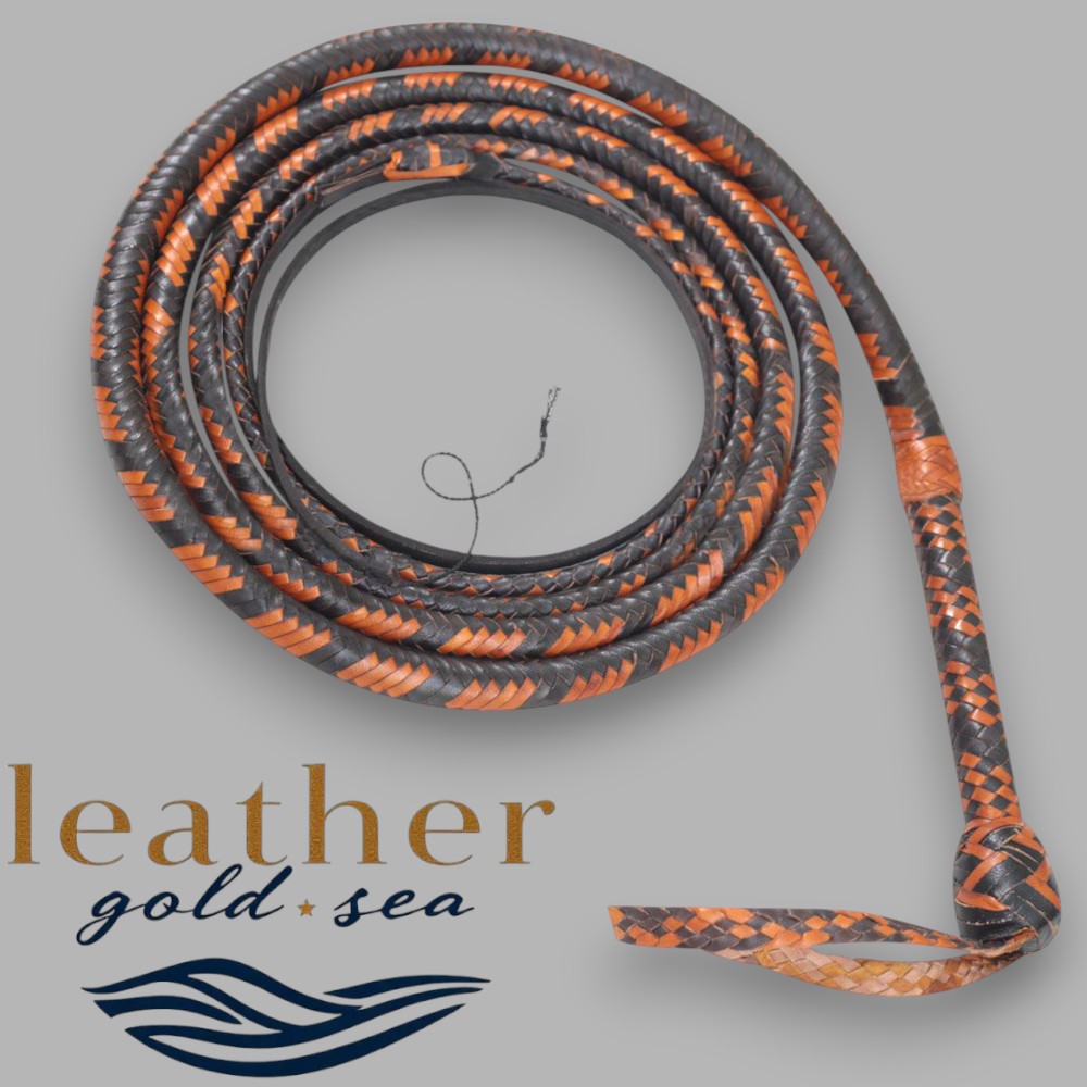 Handmade Leather Bullwhip for Sale – Genuine Leather 16-Plait Design