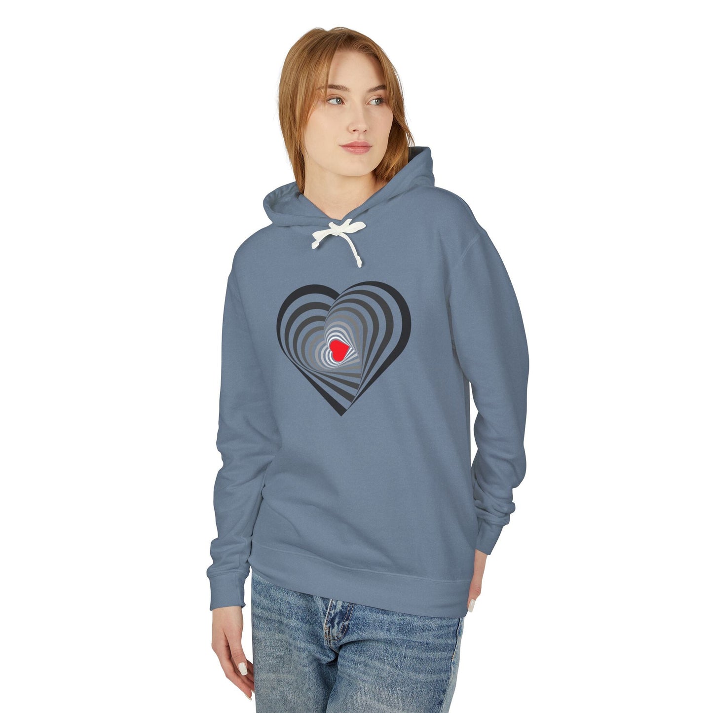 Heart Spiral Unisex Lightweight Hoodie - Valentine's Day Gift