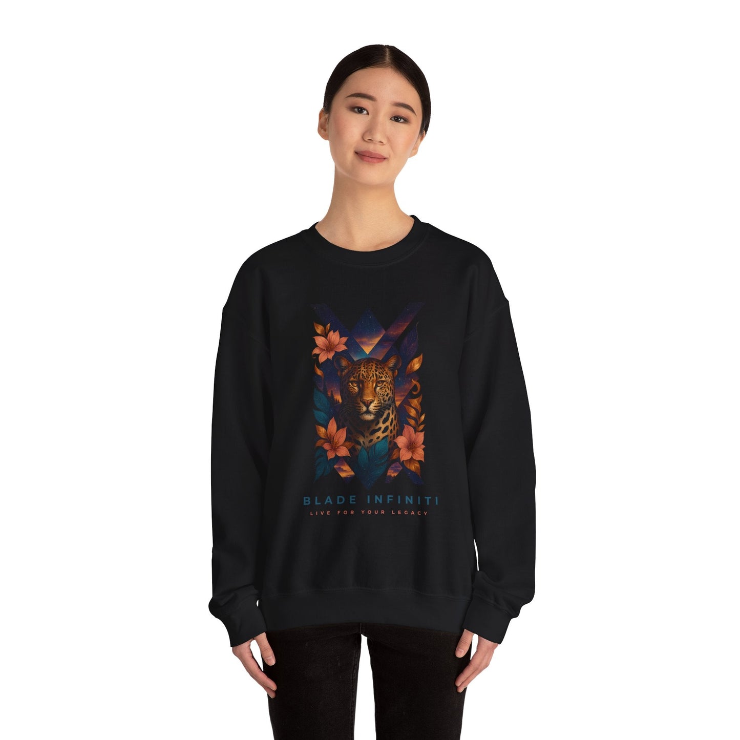 Galactic Jungle Leopard Unisex Crewneck Sweater