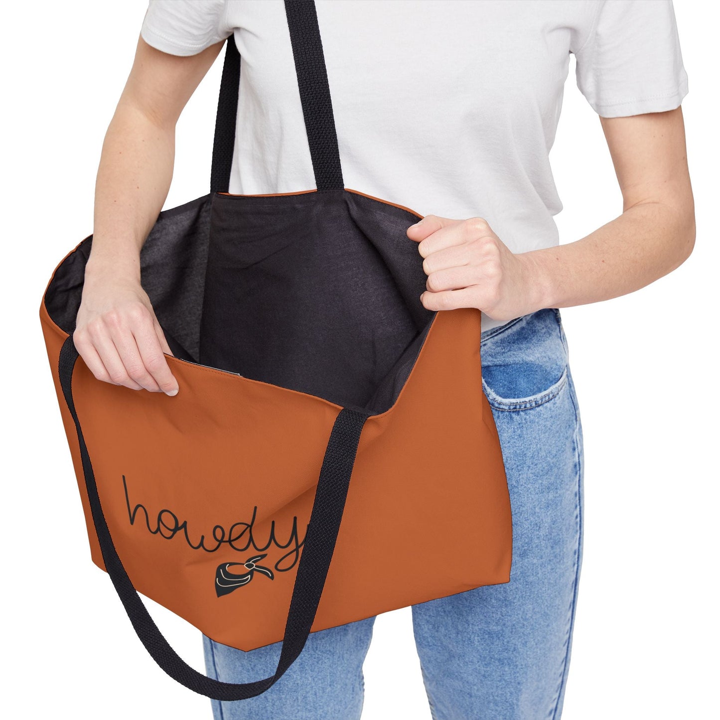 Cowgirl Weekender Tote Bag — "Howdy", RUST