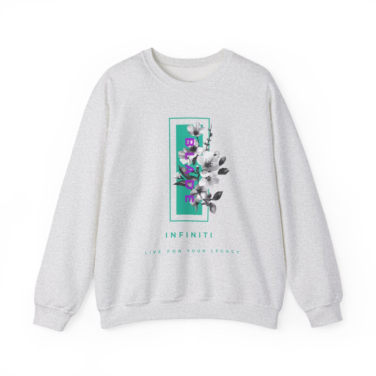 Bloom Bae Teal/Purple Floral Unisex Crewneck Sweater