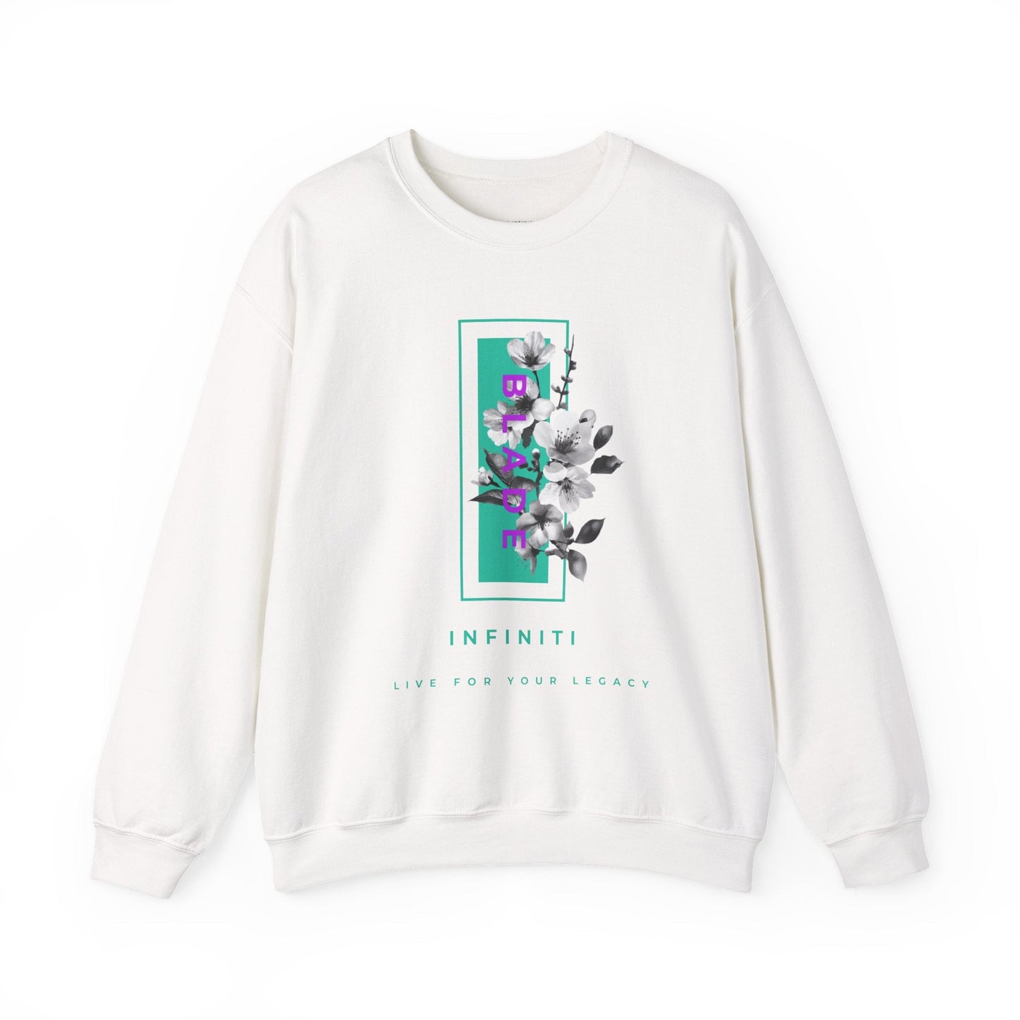 Bloom Bae Teal/Purple Floral Unisex Crewneck Sweater