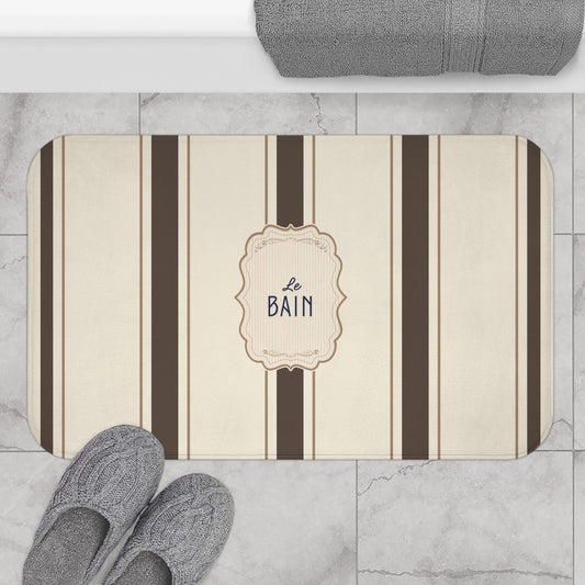 Le Bain Classic Striped Bath Mat, BROWN,  French Bathroom Decor