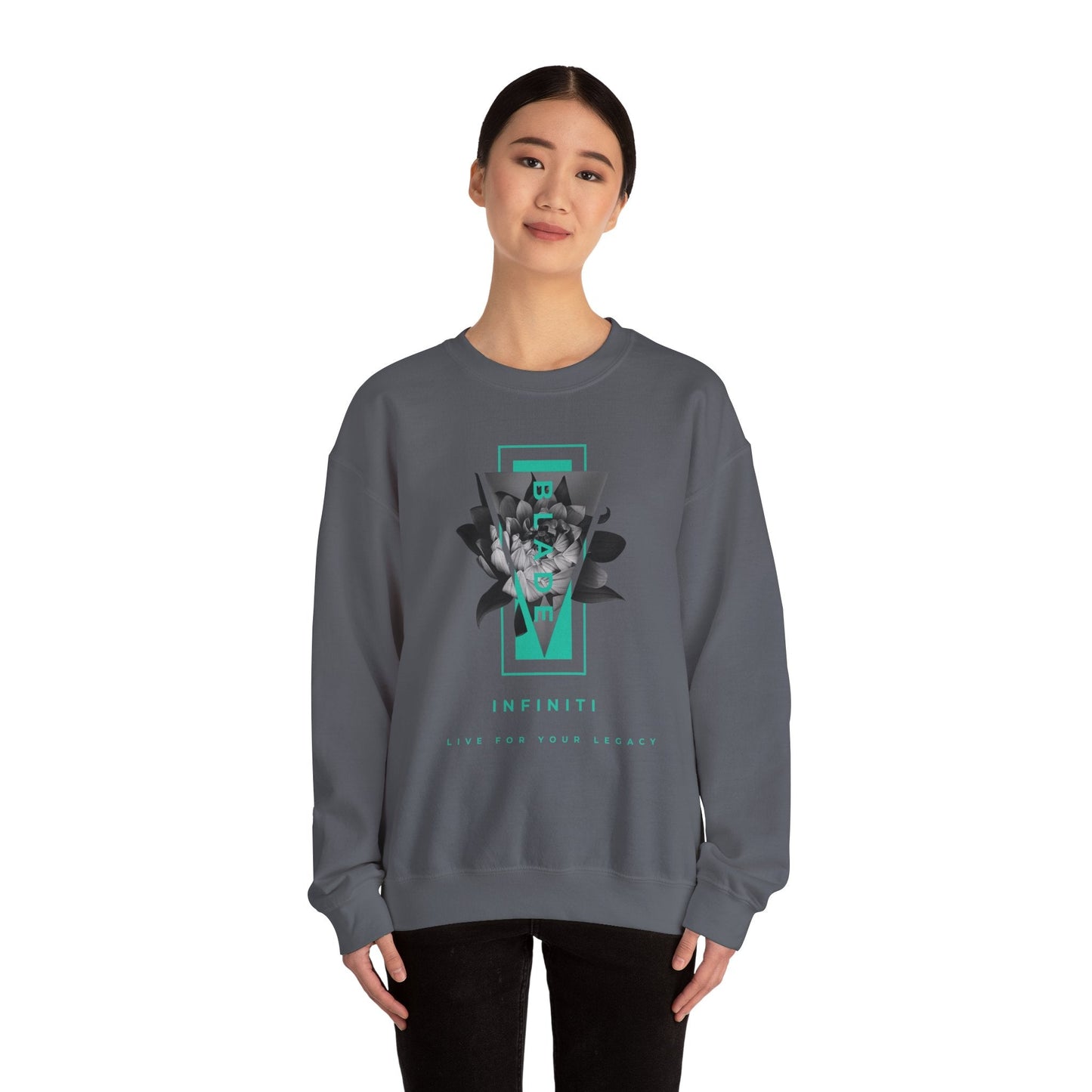 Flora Essence Teal Floral Unisex Crewneck Sweater